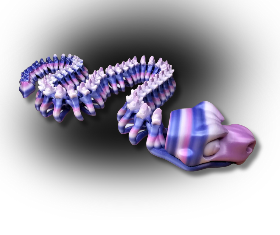 Flexible Skeleton Snake – 3D Printed Articulated Reptile Toy & Desk Ornament