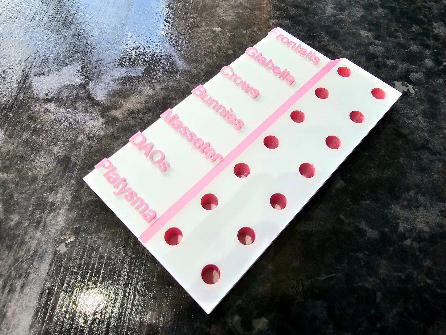 Custom 3D Printed Botox Syringe Holder – 7 Area Labelled Organiser (Frontalis, Glabella, Crows, Bunnies, Masseter, DAOs, Platysma)