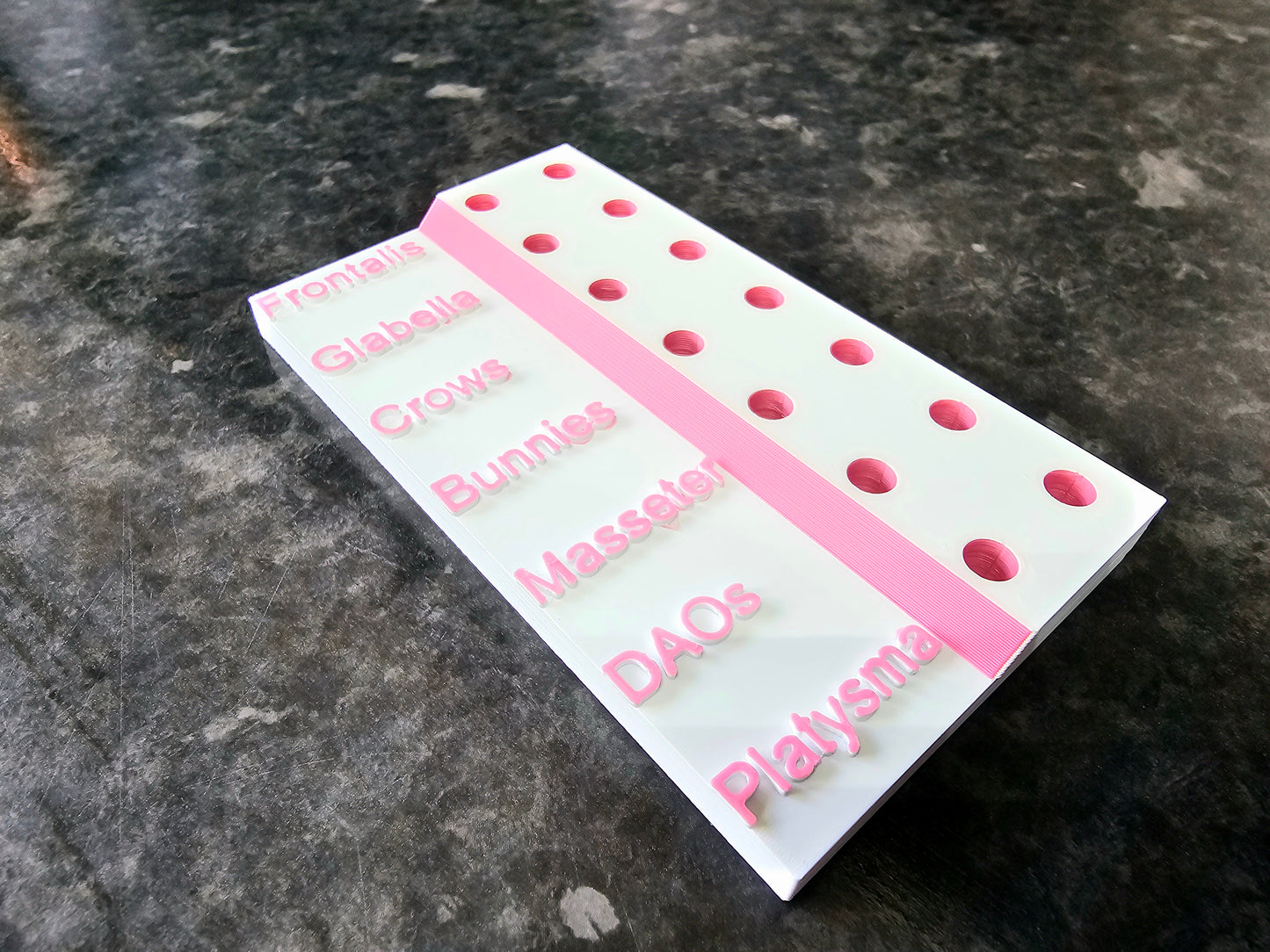 Custom 3D Printed Botox Syringe Holder – 7 Area Labelled Organiser (Frontalis, Glabella, Crows, Bunnies, Masseter, DAOs, Platysma)