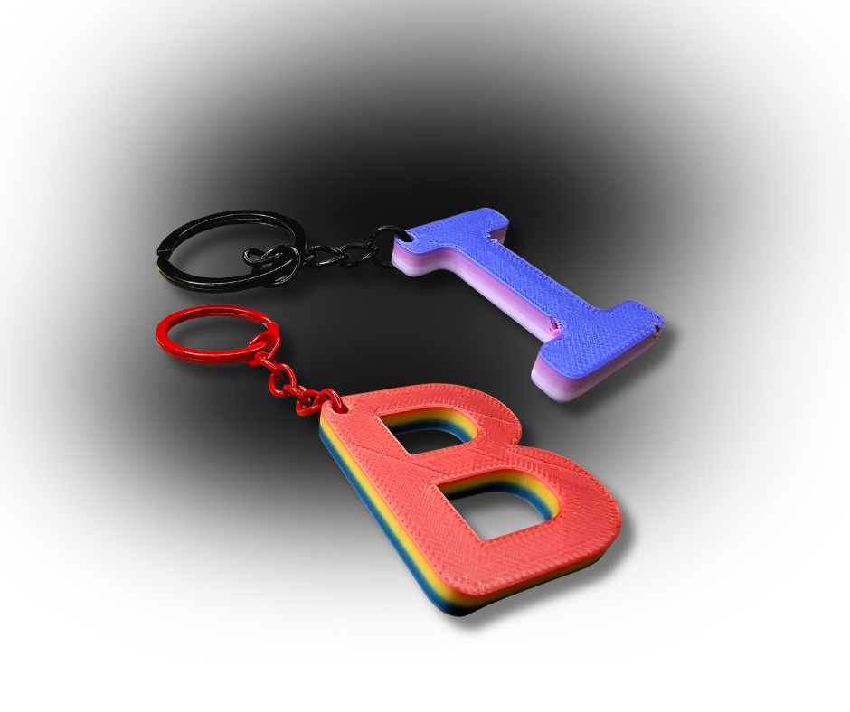 Personalised Alphabet Keyrings – Colourful 3D Printed Initial Keychains