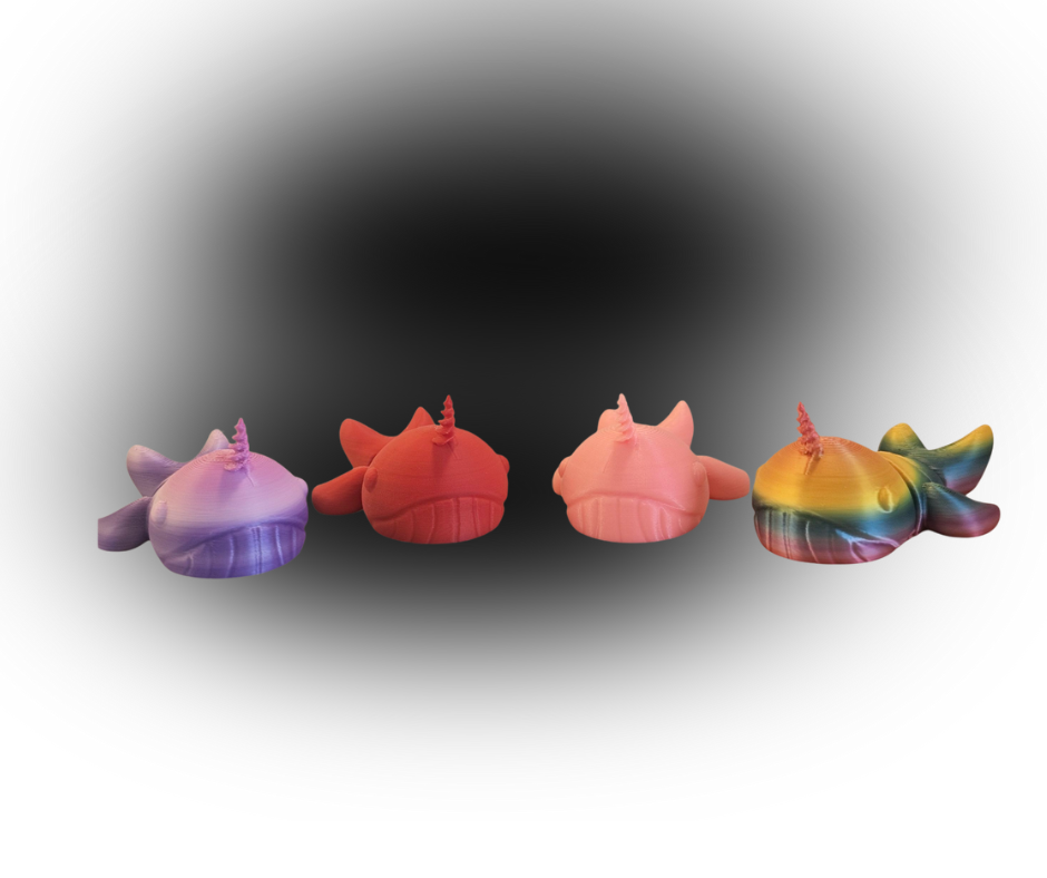 Articulated Narwhal – 3D Printed Ocean Animal Toy & Desk Ornament (Multiple Colours)